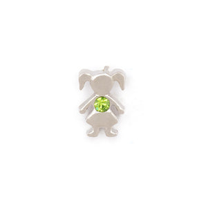 Silver Girl Green Charm