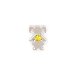 Silver Girl Yellow Charm